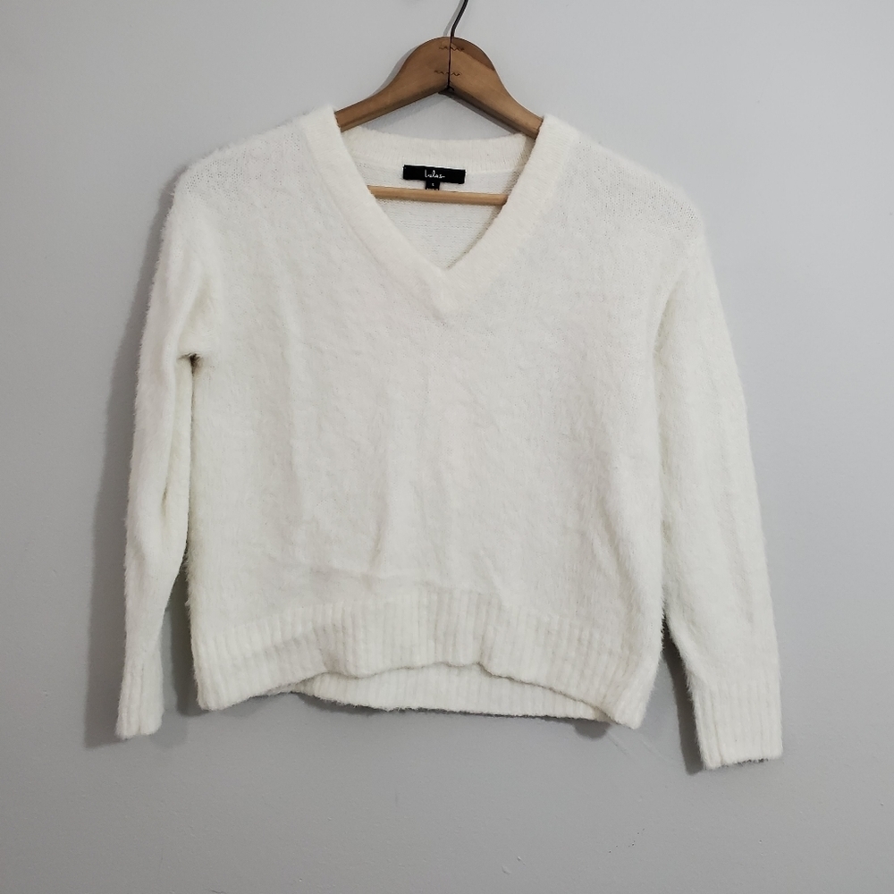 Lulus Solid Offwhite Fuzzy Sweater